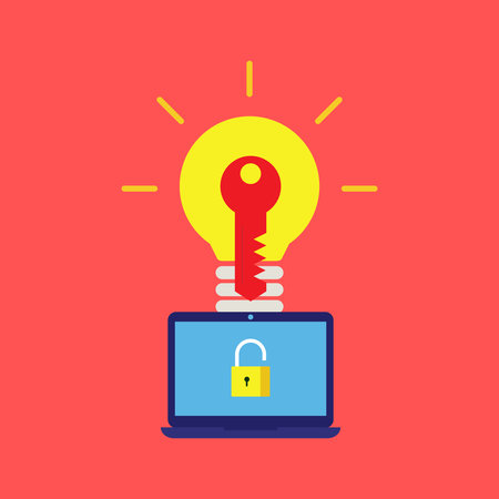 Key to success ,idea unlock concept, laptop unlocked,  idea is key for unlocked, vector,...