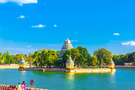 Beautiful view of colorful Hindu Temple Teppakkulamの写真素材