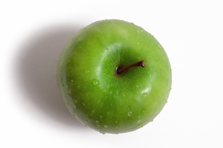 green apple on a white backgroundの写真素材