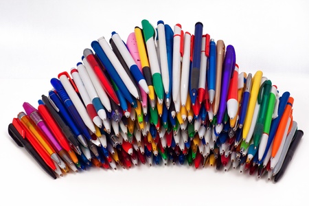 ball pens,Objects over whiteの写真素材