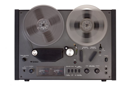 reel tape recorder on a white backgroundの写真素材