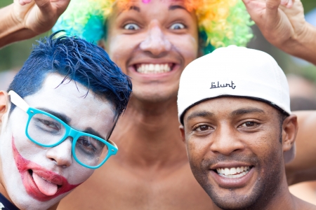 RIO DE JANEIRO - FEBRUARY 11: Young people having fun on the free people's carnival in Rio de Janeiro February 11, 2013, Brazil. Av. Vieira Souto along Ipanema Beachのeditorial素材