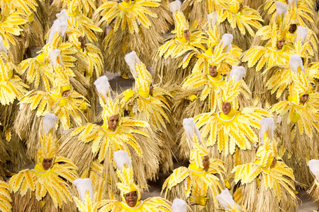 RIO DE JANEIRO - FEBRUARY 11: Performance of people in costumes at carnival in Rio de Janeiro at...
