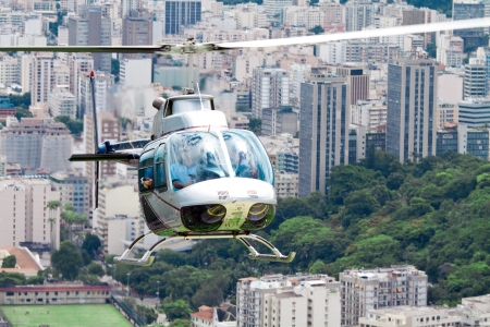 helicopter flight on a skyscraper backgroundのeditorial素材