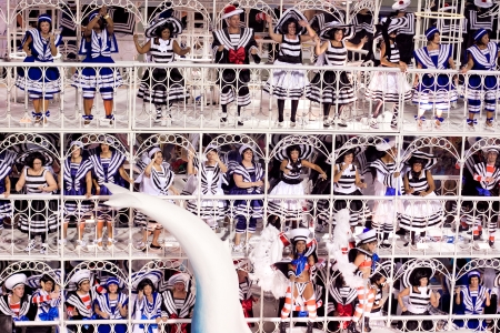RIO DE JANEIRO - February 11: Performance of people at Carnival in Rio de Janeiro at  Sambodromo February 11, 2013, Braziliya.Rio Carnival is biggest carnival in world.のeditorial素材