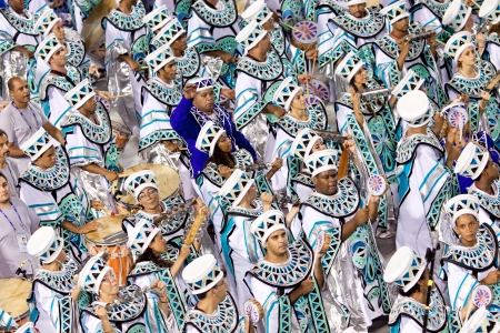 RIO DE JANEIRO - FEBRUARY 11: Performance of people at carnival in Rio de Janeiro at Sambodromo February 11, 2013,  Brazil. The Rio Carnival is biggest carnival in world.のeditorial素材