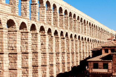 roman aqueduct in Segovia city, Spainの写真素材