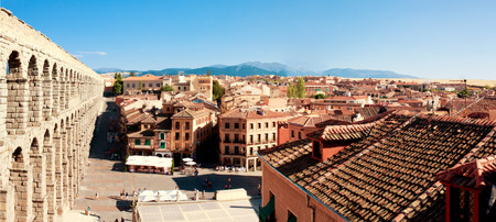 roman aqueduct in Segovia city, Spainのeditorial素材