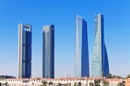 MADRID, SPAIN - AUGUST 29: Skyscrapers Cuatro Torres Business Area in Madrid, Spain, 2013.Business district operates since 2008のeditorial素材