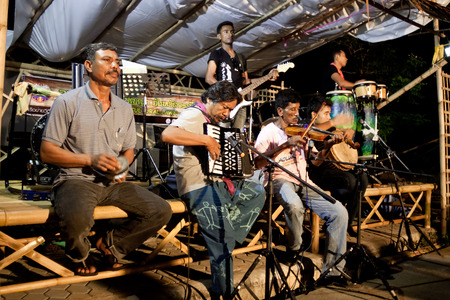 KRABI, THAILAND - JANUARY 3: folklore band performs at the annual music festival in Krabi, Thailand, January 3, 2014のeditorial素材