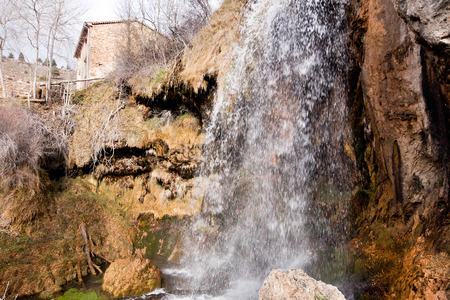 Waterfall Molino Virgen, Chorrera, river Jucar, Tragacete, Cuenca, Spainの写真素材