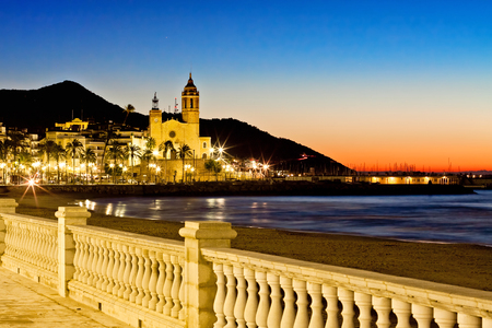 Church of Sant Bertomeu and Santa Tecla in Sitges. Spainの写真素材
