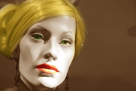 Mannequin with colors in hair eyes lipsの写真素材