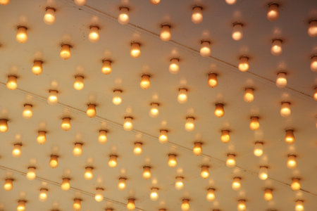 rows of light bulbsの写真素材