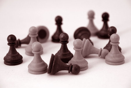 pawns standing and fallen