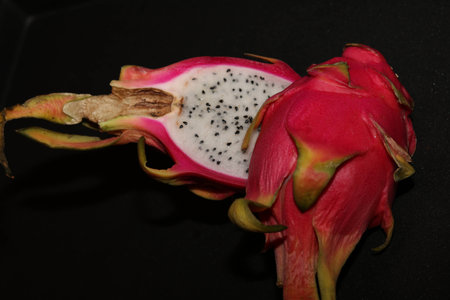 Pitaya on black backgroundの写真素材