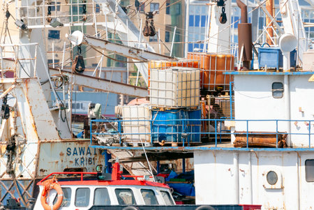 Rusty ships docked in the Las Palmas harborの写真素材