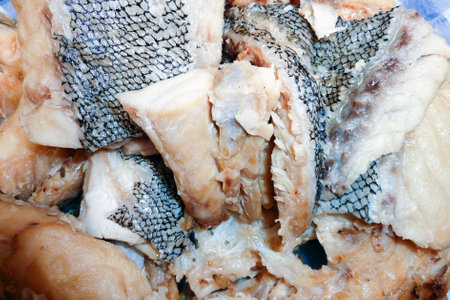 A shot of parboiled salty fish, an ingredient of the canary islands' sancochoの写真素材