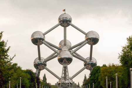 A shot of the Atomium in Brusselsのeditorial素材