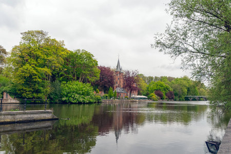 A shot of the Minnewater palace in Brugesのeditorial素材
