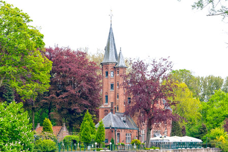 A shot of the Minnewater palace in Brugesのeditorial素材
