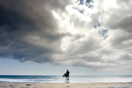 A shot of a storm clouds over Maspalomas Beachの写真素材