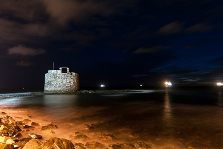 A shot of Saint Peter Martyr Tower (San Cristobal Castle) in Las Palmas de Gran Canaria at dawnのeditorial素材