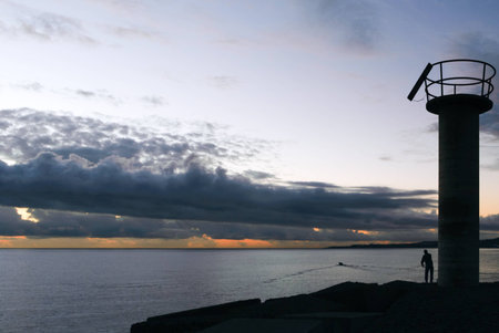 A shot of a watchtower in the dock of San Cristóbal, Grand Canaryの写真素材
