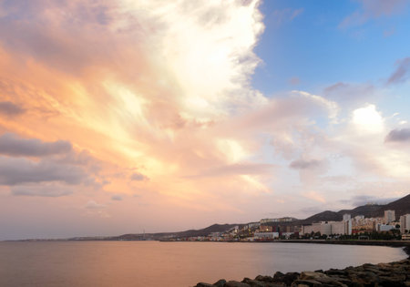 A shot of a sunset in the south district of Las Palmas de Gran Canaria
