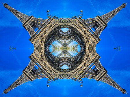 A kaleidoscopic composition of the popular Eiffel Towerの写真素材