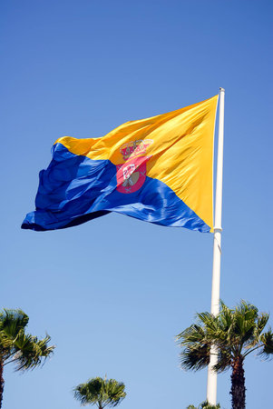 A shot of the official flag of Grand Canary islandの写真素材