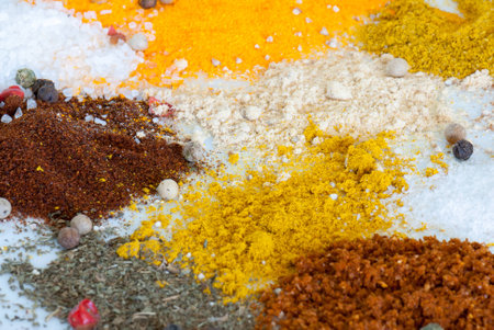 A macro species composition of different colors and texturesの写真素材
