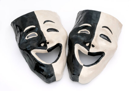 An isolated shot of masks with an expression of happinessの写真素材