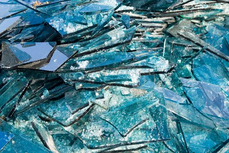 Broken blue glass backgroundの写真素材