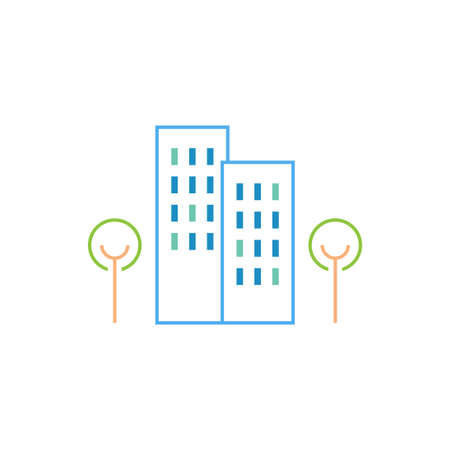 residential with tree vector icon design templateのイラスト素材