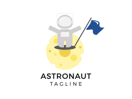 astronaut on moon template vector designのイラスト素材