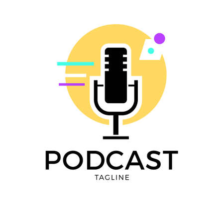 podcast vector logo template designのイラスト素材