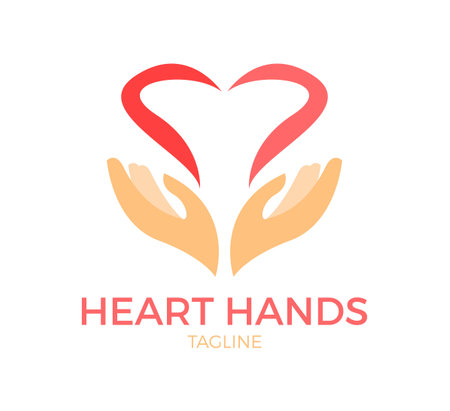 heart hands vector logo template designのイラスト素材