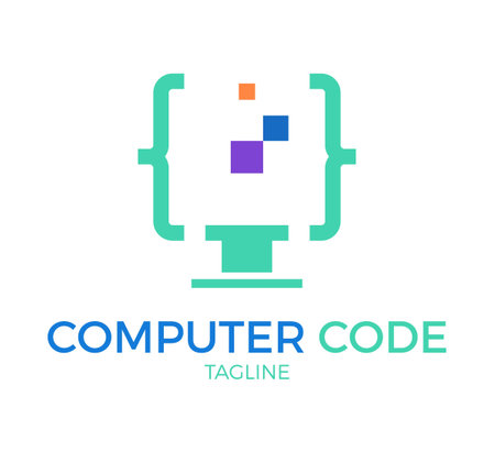 computer code vector logo template designのイラスト素材