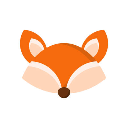 fox face flat clipart vector illustrationのイラスト素材