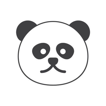panda face flat clipart vector illustrationのイラスト素材