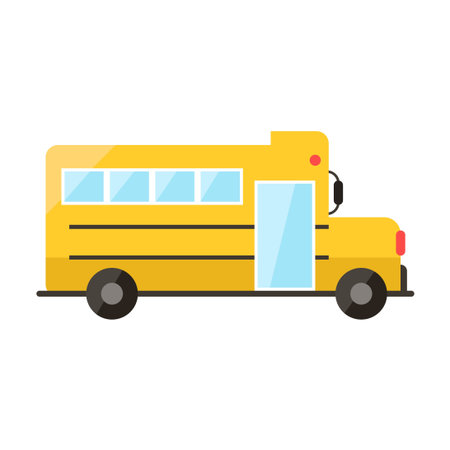 school bus flat clipart vector illustration