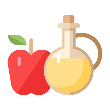 apple cider vinegar flat clipart vector illustrationのイラスト素材