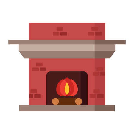 home fireplace flat clipart vector illustrationのイラスト素材