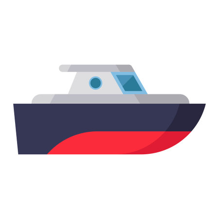 yacht flat clipart vector illustrationのイラスト素材
