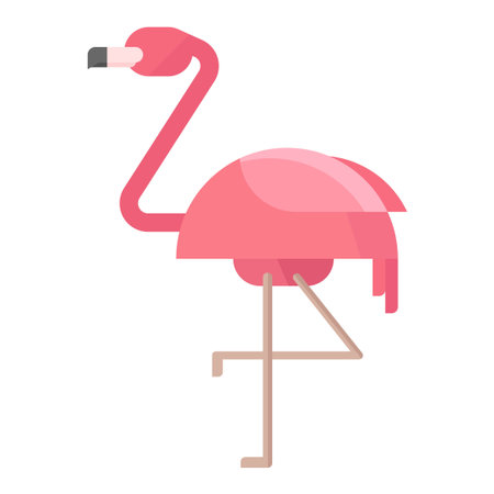 flamingo flat clipart vector illustrationのイラスト素材