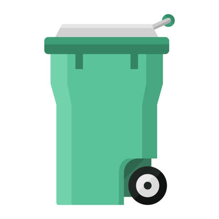 plastic garbage bin flat clipart vector illustrationのイラスト素材
