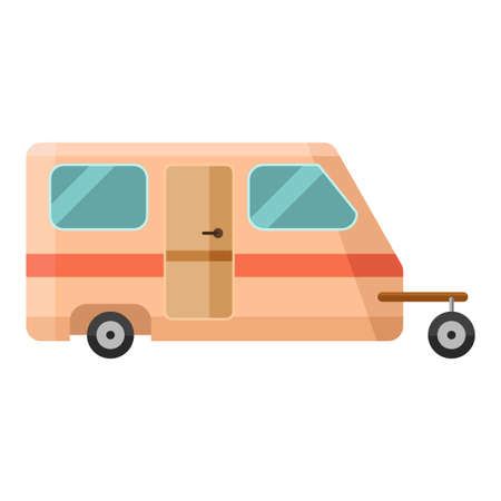 caravan trailer flat clipart vector illustrationのイラスト素材