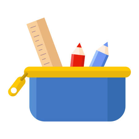 pencil case flat clipart vector illustrationのイラスト素材
