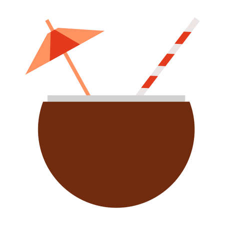 coconut drink flat clip-art vector illustrationのイラスト素材
